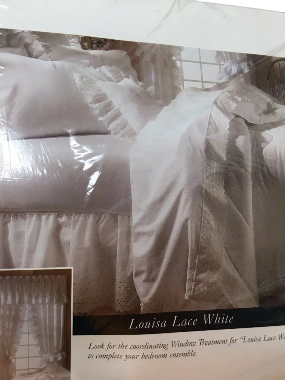 Dan River NOS No Iron Percale Sheet Set White Eyelet Full Double 180 Thread Ct